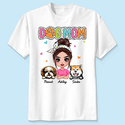 Dog Mom Summer Vibe Dots Sassy Woman & Peeking Dogs Personalized Shirt