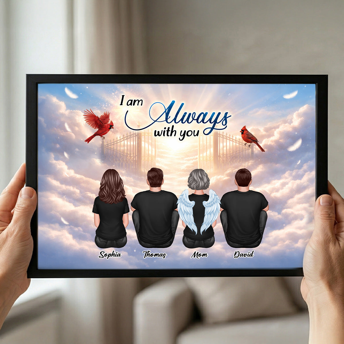 Cardinal Angel Heaven Gate Family Memorial Always With You - Personalized Poster - Gift For Memorial, Sympathy Gift, Remembrance Gift