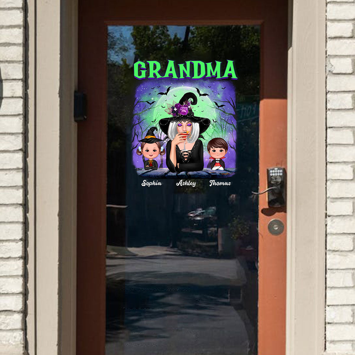 Green And Purple Halloween Grandma Witch Personalized Decal, Halloween Decor