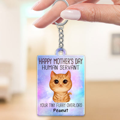 Watercolor Cute Cats Happy Mother‘s Day Cat Human Servant Personalized Acrylic Keychain