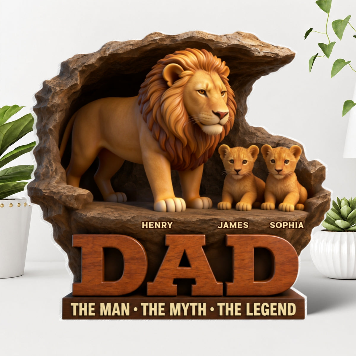 Lion Dad The Man The Myth The Legend - Personalized Acrylic Block Plaque - Cool Father's Day Gift For Dad