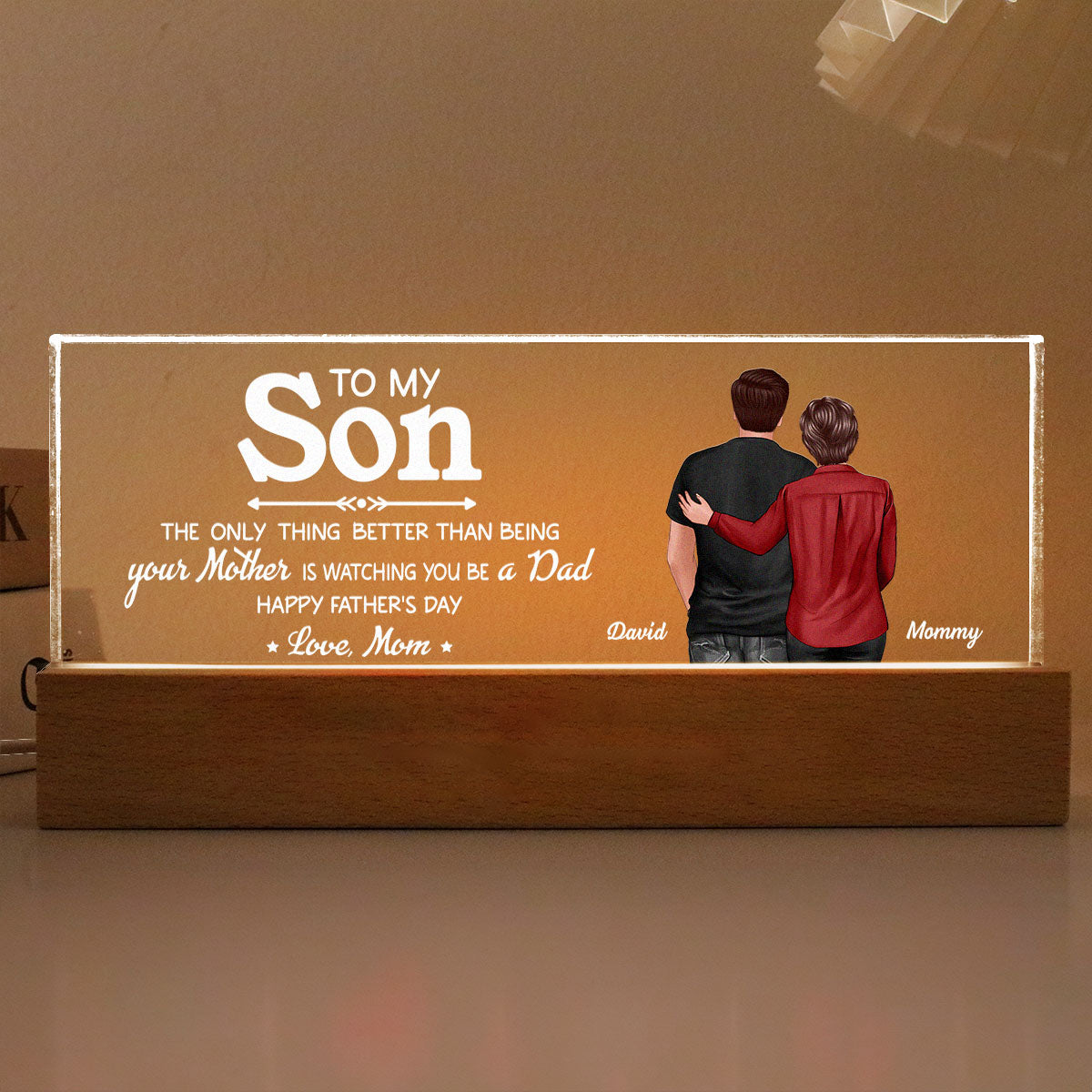 From Mom To Son Remember That I Love You, Personalized LED Night Light, Father's Day Gift For Son