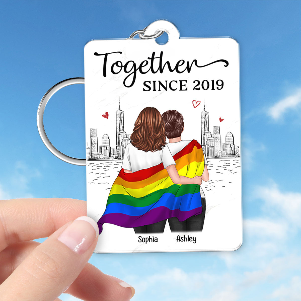 You're My Rainbow LGBT Couple Favorite Song QR Code Personalized Acrylic Keychain