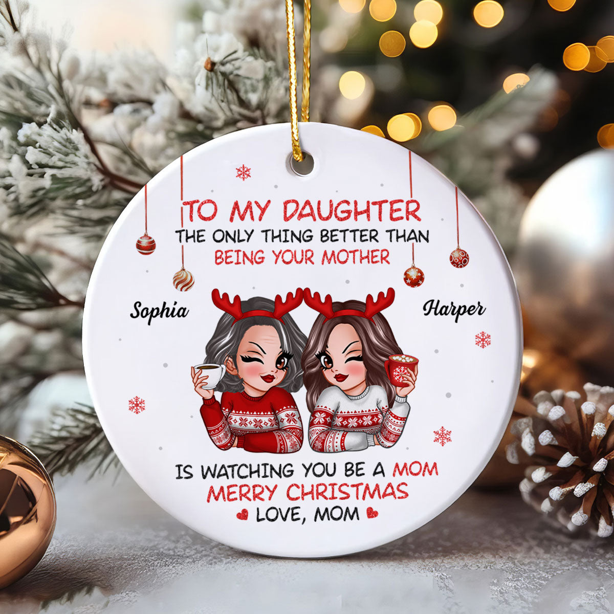 To My Daughter Son Merry Christmas Personalized Ceramic Ornament, Christmas Gift For Daughters, Sons