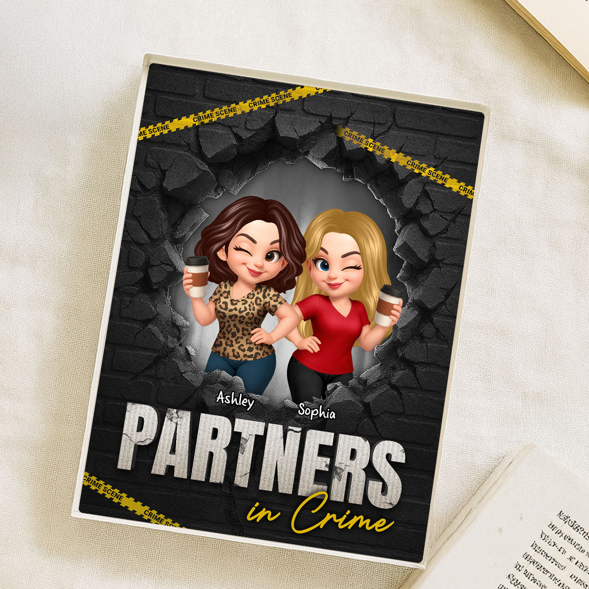 Besties Sisters Partners In Crime 3D Effect Break Through Wall Personalized Acrylic Block
