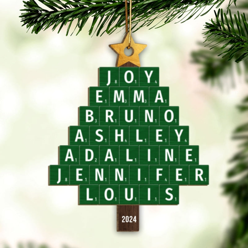 Christmas Tree Family Word Art Unique Christmas Decor Personalized Wooden Ornament