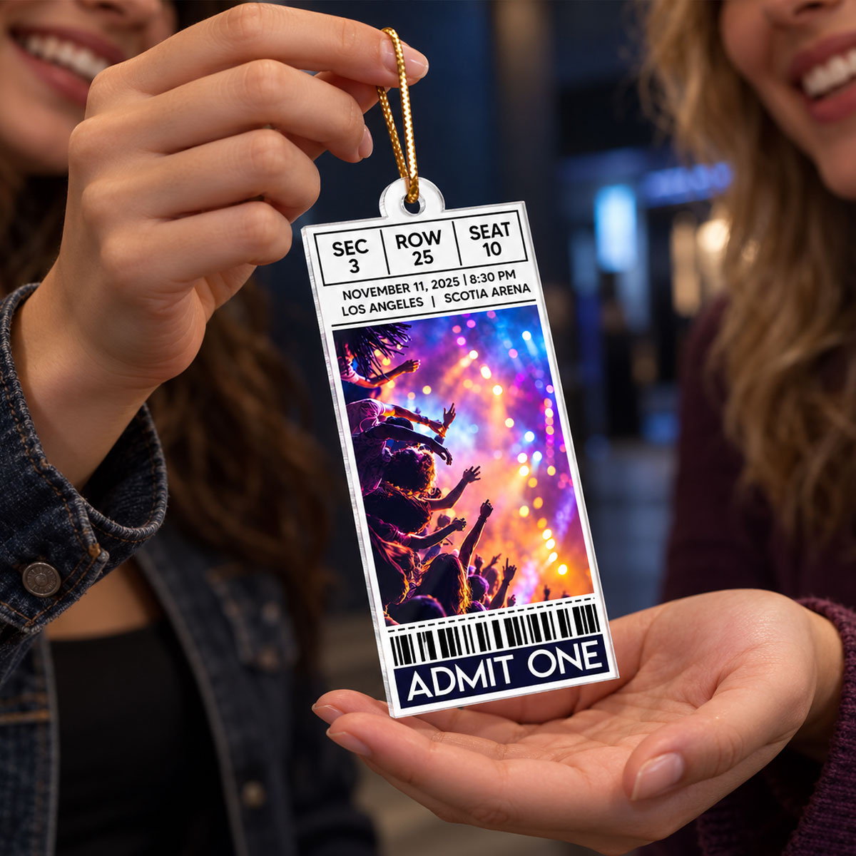 Custom Concert Ticket - Personalized Acrylic Ornament - Christmas Favorite Music Keepsake Gift for Daughter, Son, Best Friends