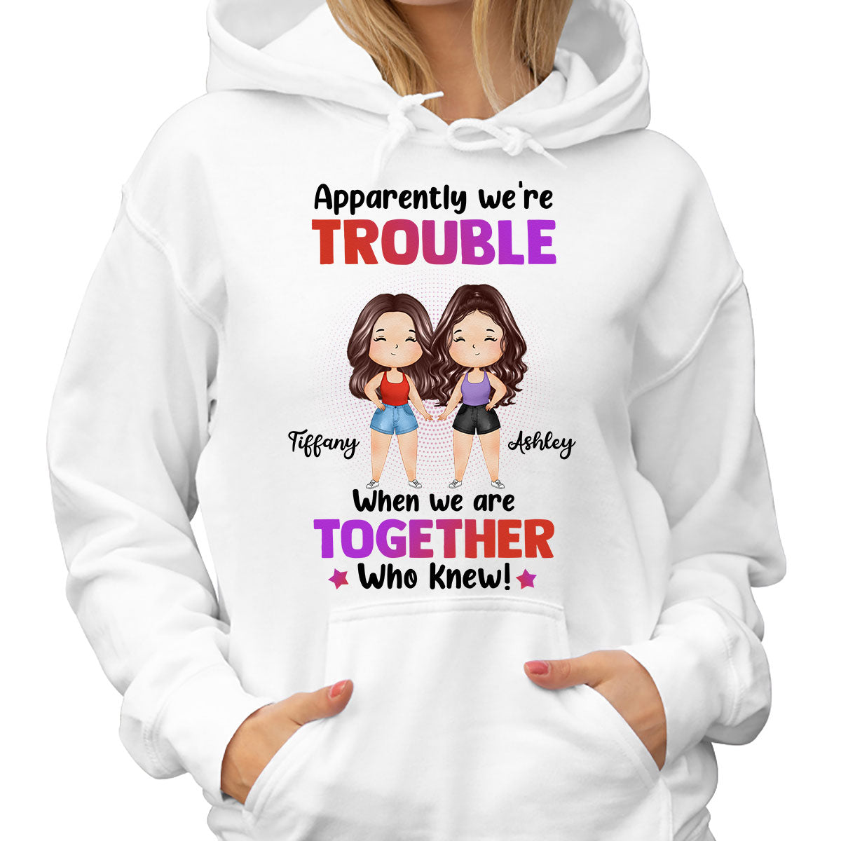 Trouble Besties Best Friends Watercolor Personalized Shirt