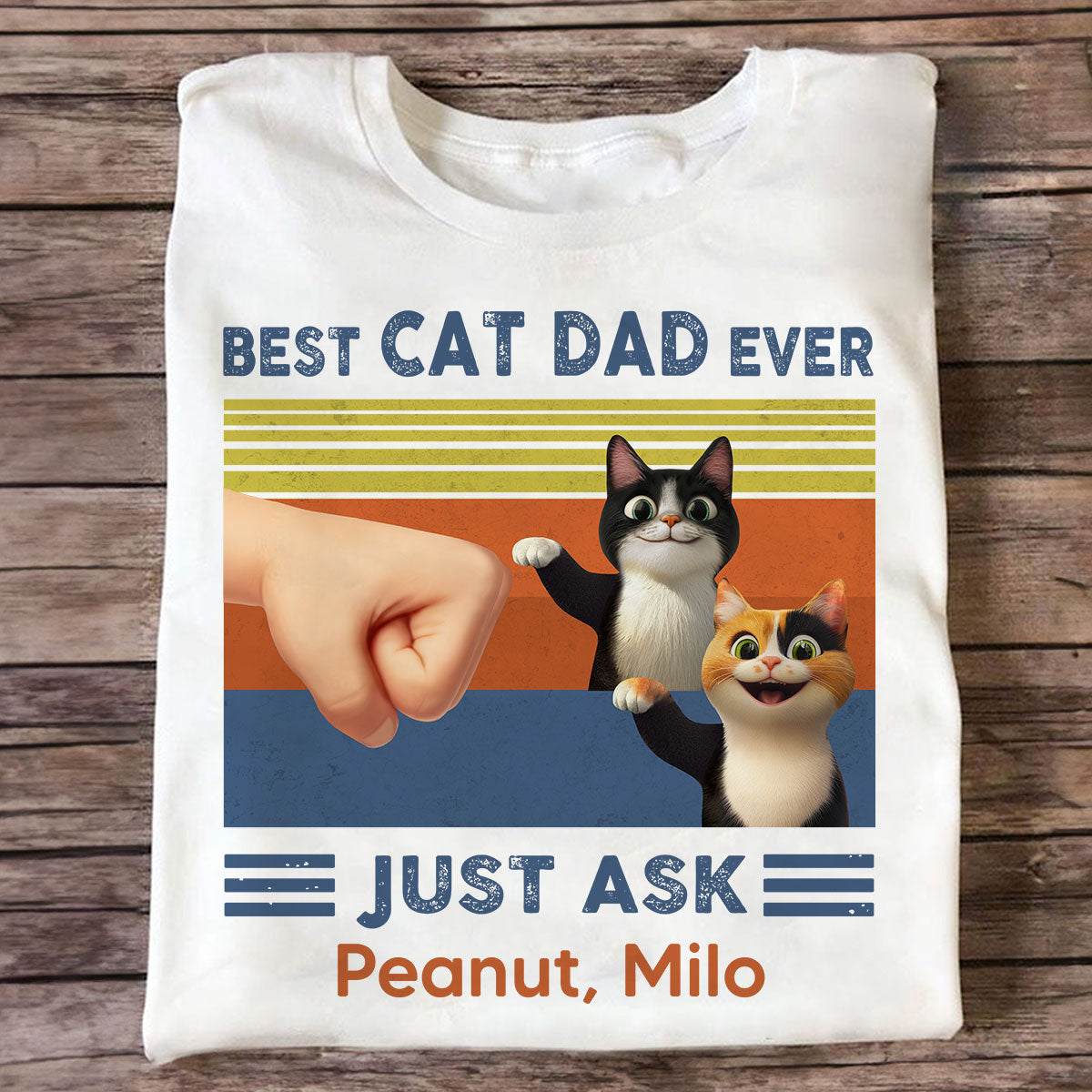 Best Cat Dad Cute Cartoon Funny Cats Personalized Shirt, Gift for Cat Dads