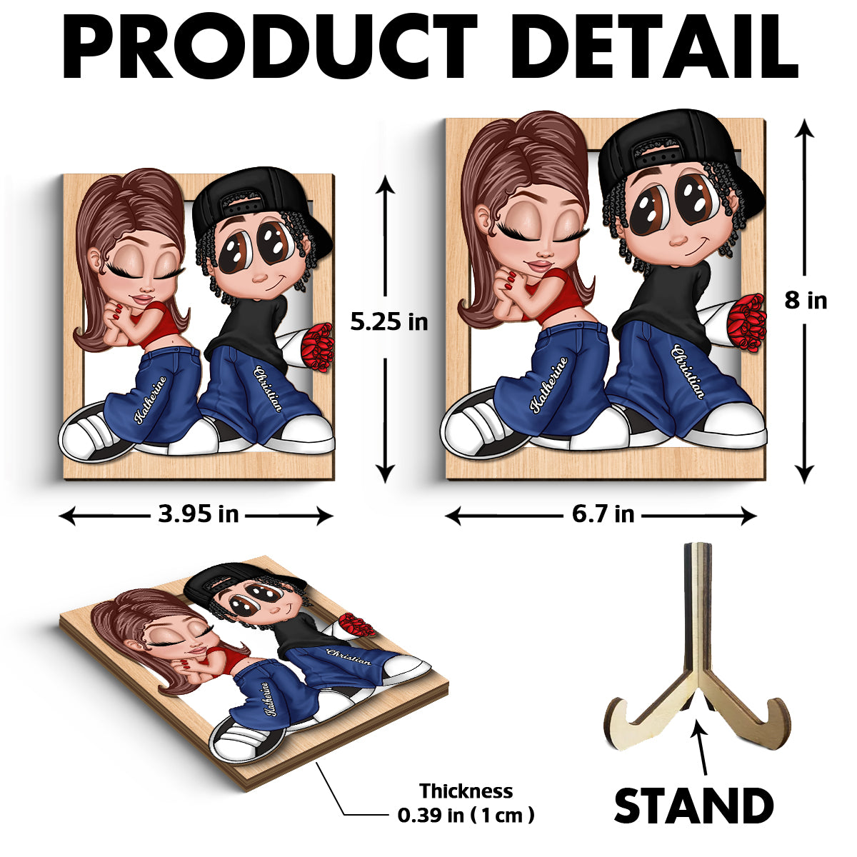 Y2K Couple Frame Personalized 2-layer Wooden Plaque, Valentine's Day Gift for Him, Gift for Her