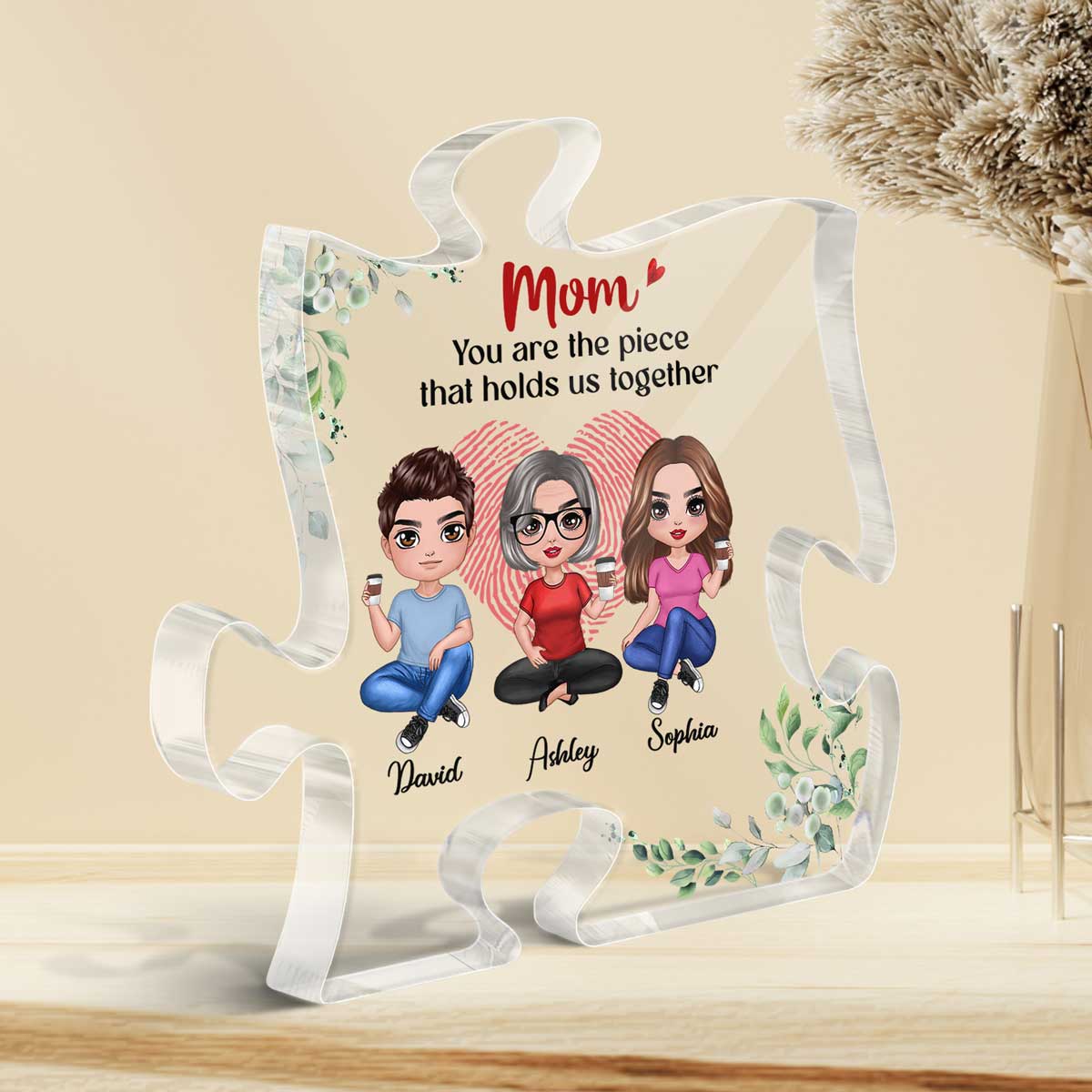 Mom The Piece Holds Us Together Personalized Acrylic Puzzle Plaque Mother‘s Day Gift For Mom