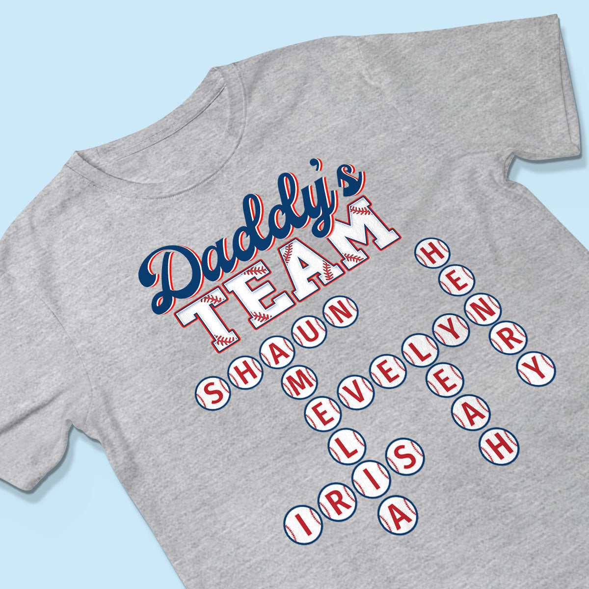 Baseball Daddy's Team Crossword Puzzle Art Personalized Shirt