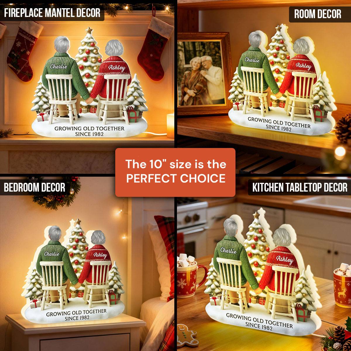 3D Effect Couple Growing Old Together - Personalized Light Box