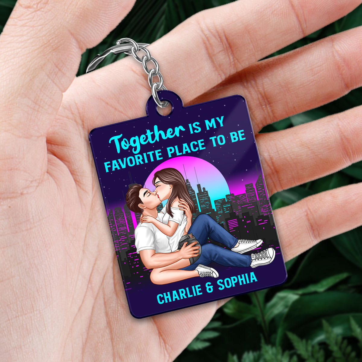 Sexy Couple Kissing Retro Background Favorite Song QR Code Personalized Acrylic Keychain