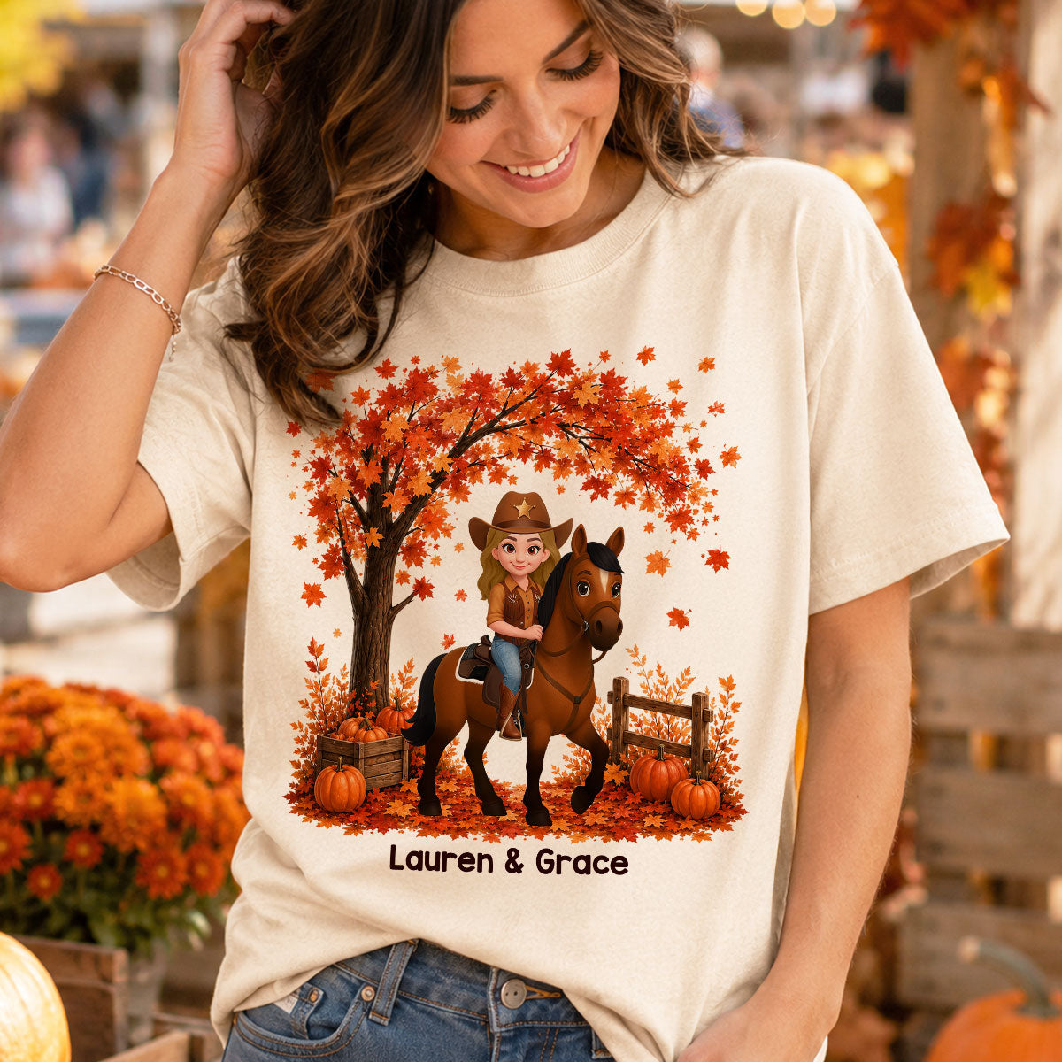 Trending Fall Season Girl And Her Horse - Personalized Shirt - Gift for Horse Lovers