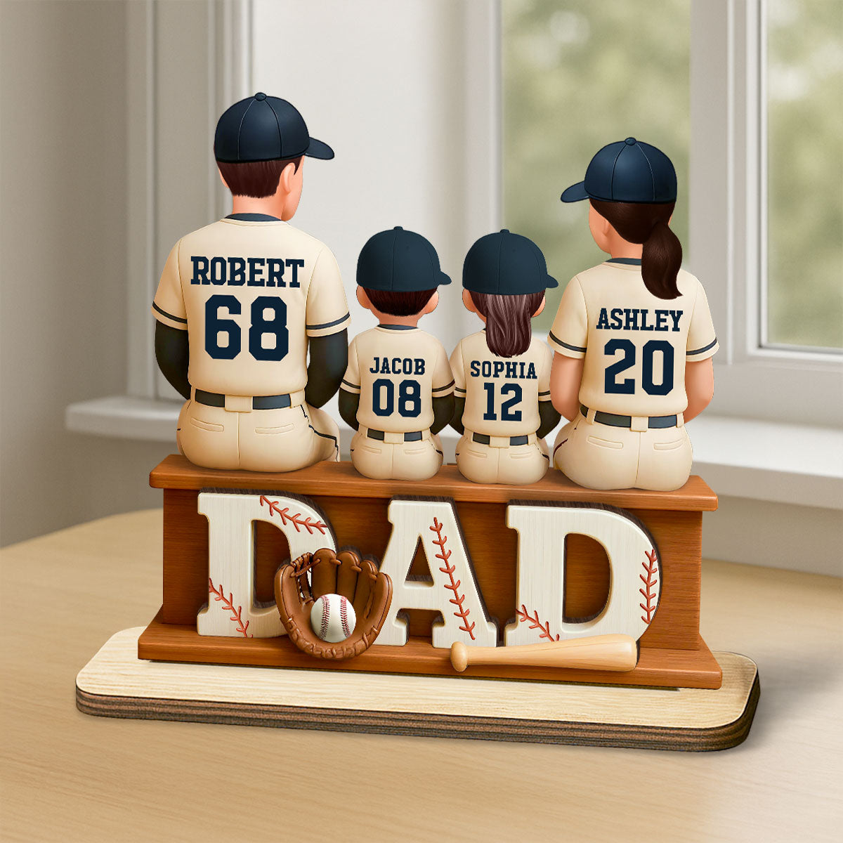 Personalized Baseball Theme Standing Wooden Plaque, Father's Day Gift for Baseball Dad, Gift for Husband