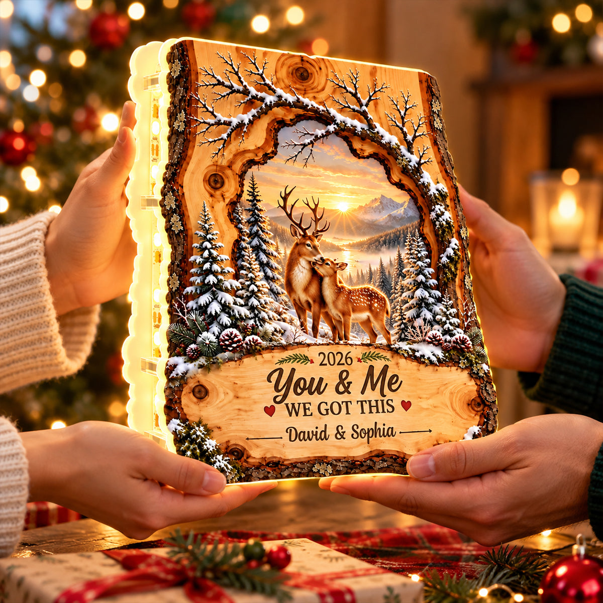 Deer Couple We Got This - Personalized Light Box - Heartfelt Christmas Gift for Her, for Him