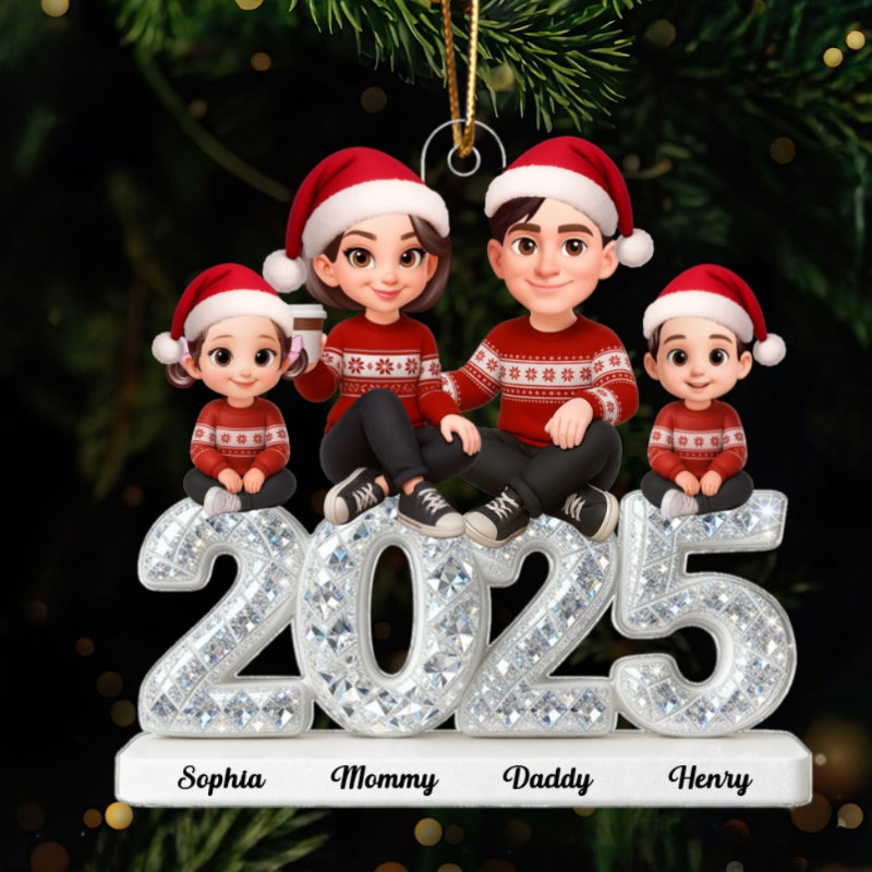 3D Shining Effect Christmas Family- Personalized Acrylic Ornament