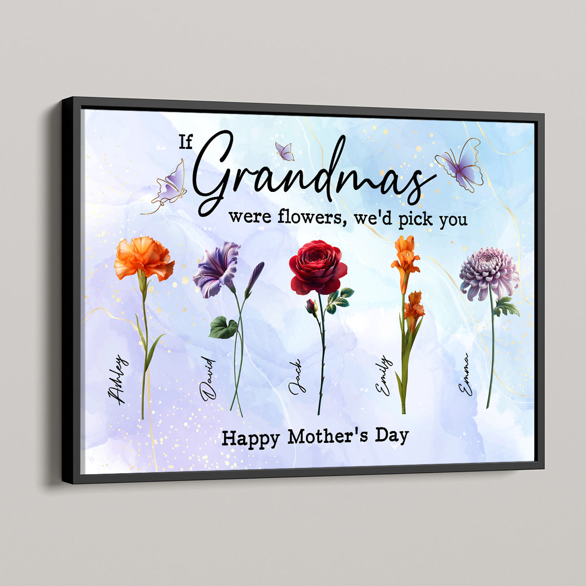 3D Effect Birth Month Flowers Grandma Mom If You Were Flowers Personalized Poster, Gift