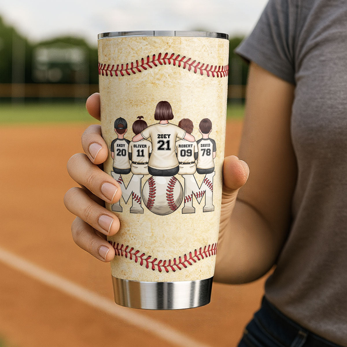Baseball, Softball Mom And Kids Personalized Tumbler, Gift for Mom, Gift for Wife