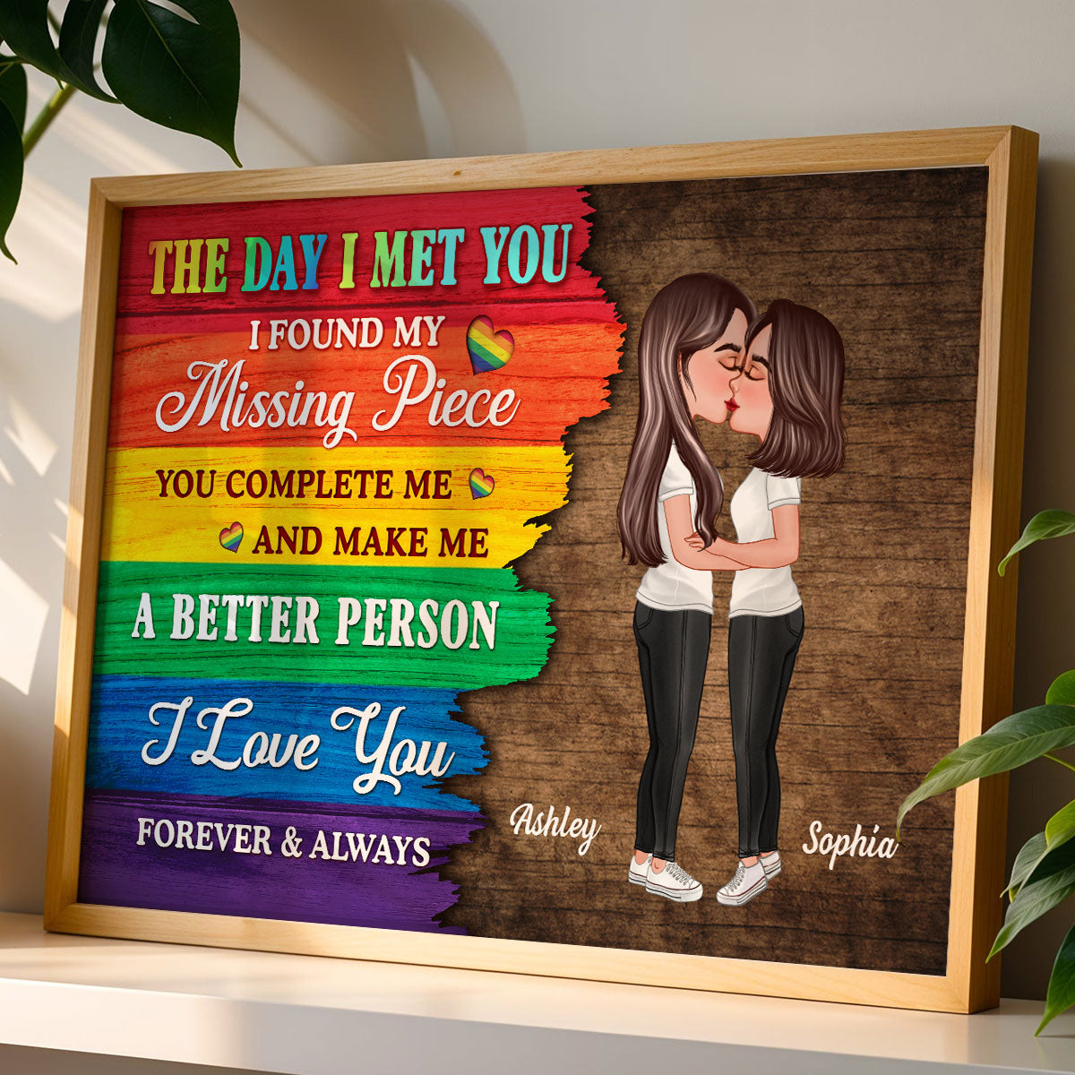 Half LGBT Flag Couple The Day I Met You Pride Month Personalized Poster, Gift For Couple