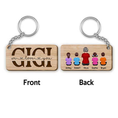 Best Gigi Ever Back View Woman Kids Dog Cat Personalized Wooden Keychain