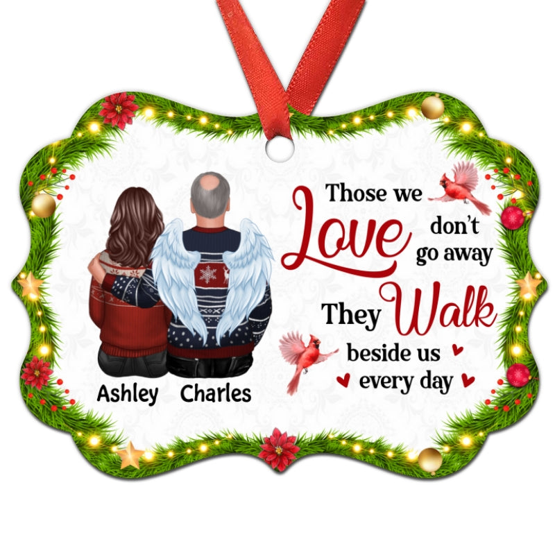 Family Memorial Holly Branch Cardinal Personalized Christmas Ornament