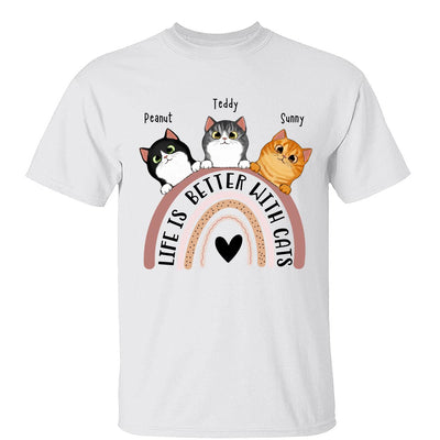 Life Is Better With Cats Boho Rainbow Personalized Shirt