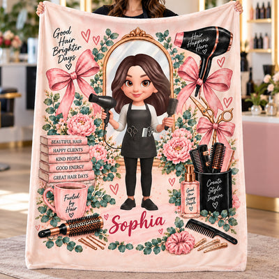 Beautiful Hairdresser - Personalized Fleece Blanket - Christmas Gift For Girl, Granddaughter, Daughter, Hairdressers, Hairstylist
