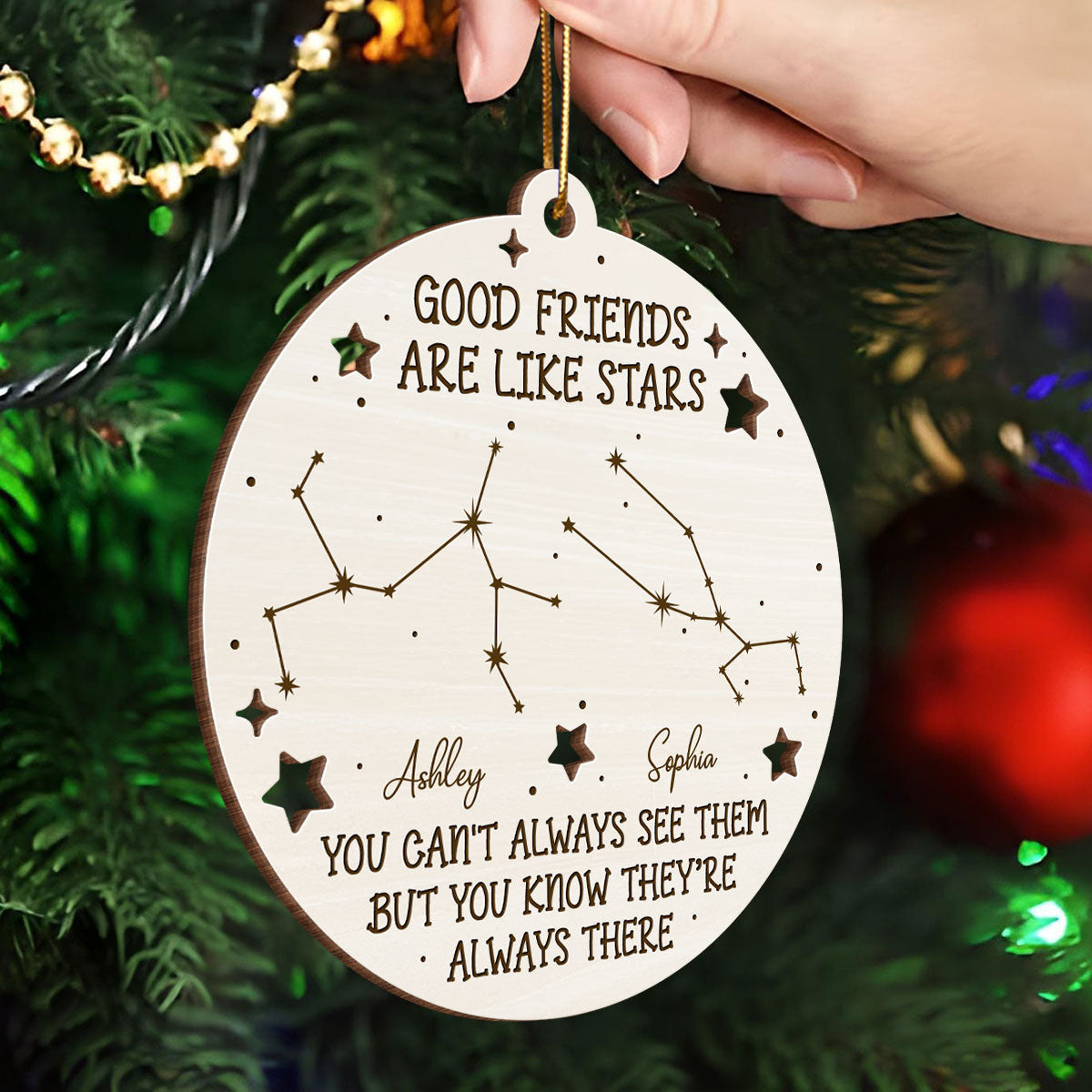 Friends Are Like Stars Zodiac Sign Personalized Wooden Ornament