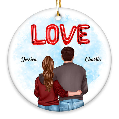 Love Balloon Couple Personalized Circle Ornament