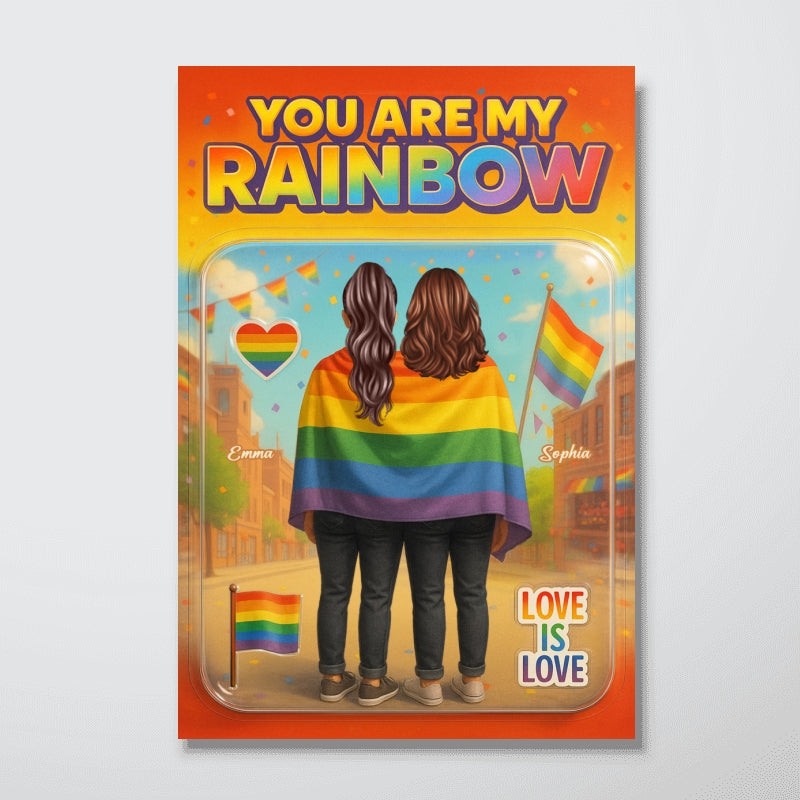 Pride Month LGBT Couple Custom Figure Personalized Poster, Gift For Couple
