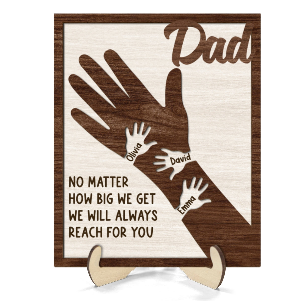 No Matter How Big We Get Personalized 2-Layer Wooden Plaque| Heartfelt Father's Day Gift For Dad