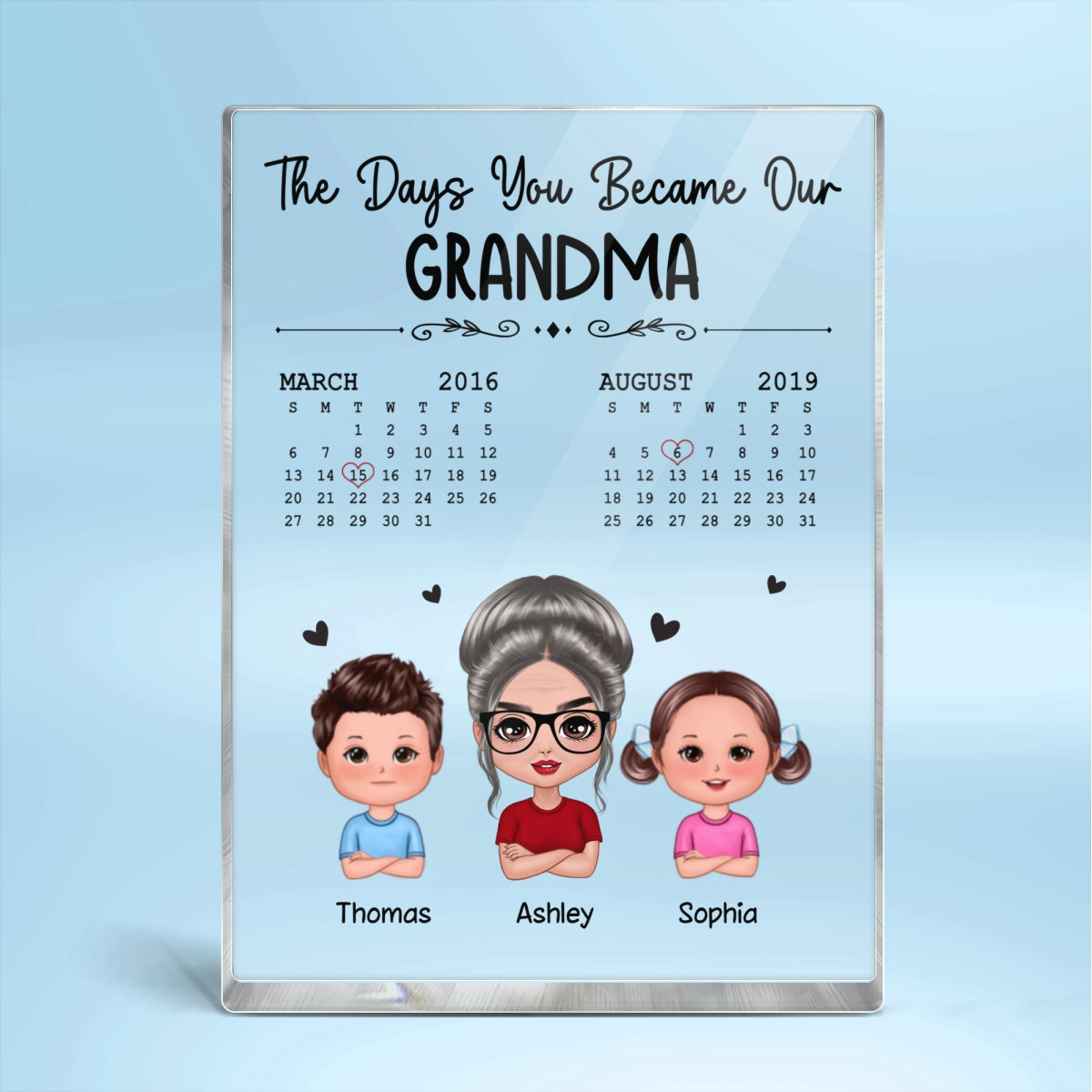 The Days You Became Our Grandma Woman & Doll Kids Personalized Vertical Rectangle Acrylic Block Plaque