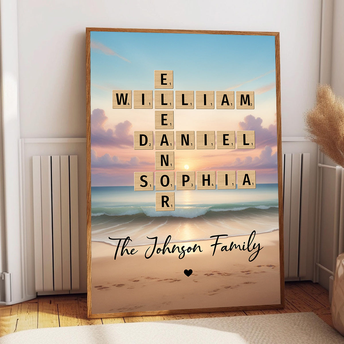 Family Crossword Art - Created In A Moment, Treasured Forever Personalized Poster