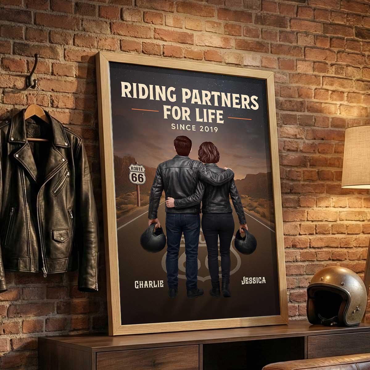 Eternal Love Back View Biker Couple Riding Partners For Life - Personalized Poster - Unique Valentine's Gift, Anniversary Gift For Couple, Bikers, Gift For Him, For Her