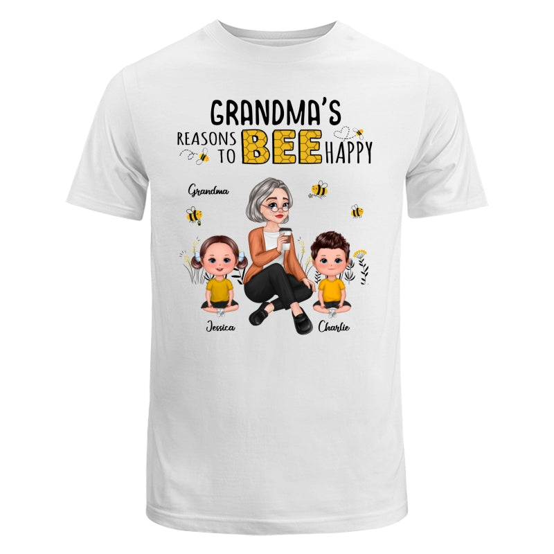 Reasons Bee Happy Pretty Cartoon Grandma & Doll Kids Personalized Shirt