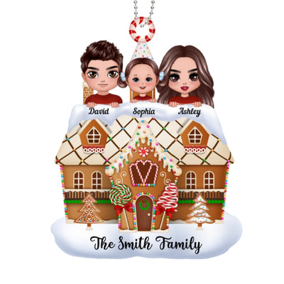 Doll Family Ginger Bread House Personalized Wooden Ornament