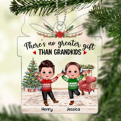 No Greater Gift Than Grandkids Christmas Happy Doll Kids Gift Shape Personalized Acrylic Ornament