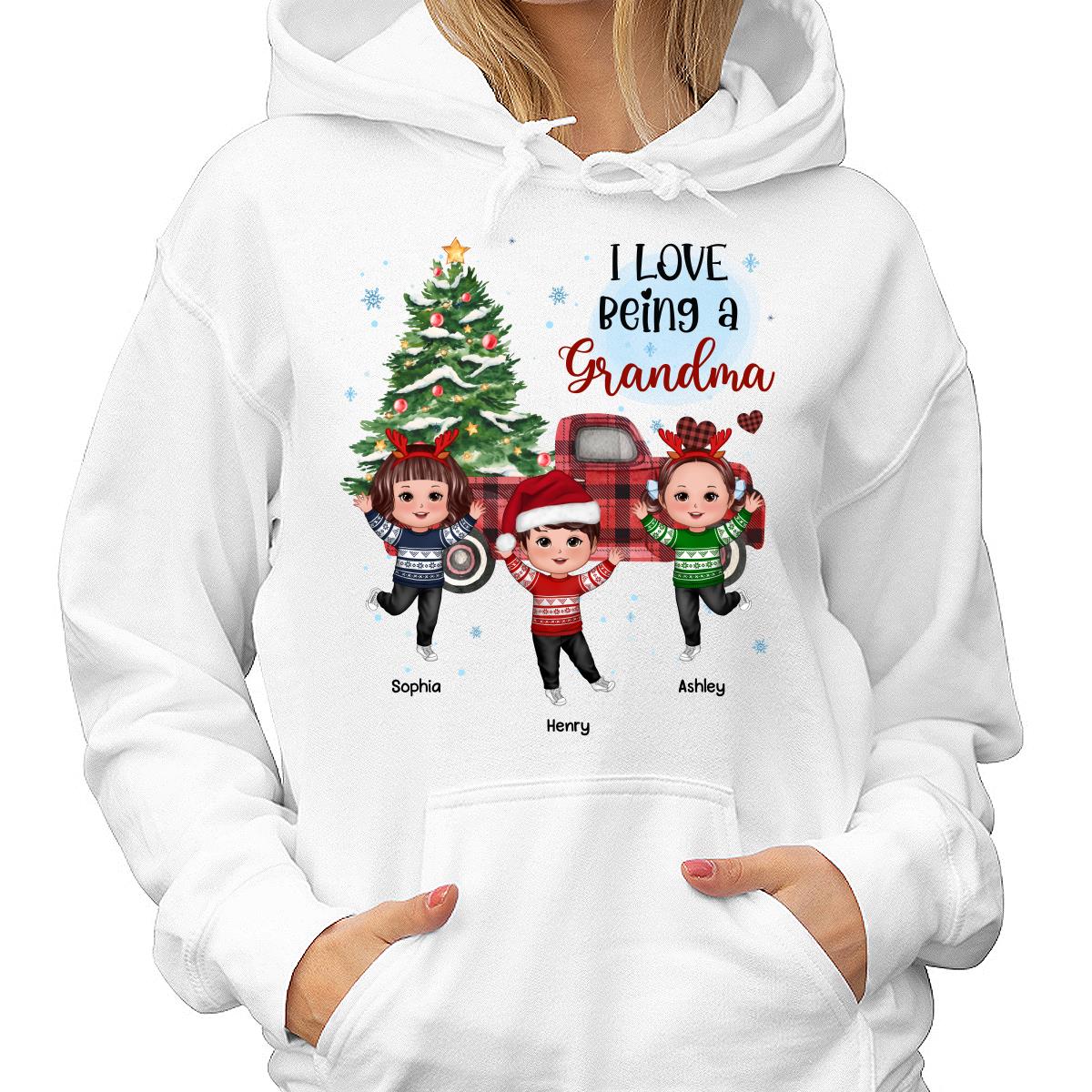 Love Being A Grandma Nana Happy Doll Kids By Christmas Truck Personalized Shirt