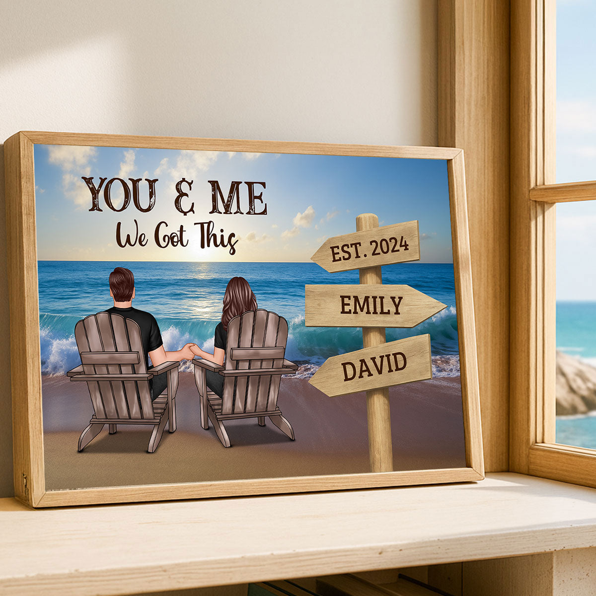 Seaside Signs of Us Personalized Poster, Anniversary Gift for Couples, for Him, for Her