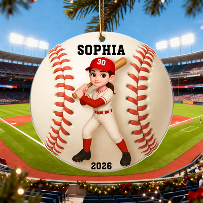 Baseball Player 3D Effect - Personalized Acrylic Ornament - Christmas Gift For Teen Boy Girl, Daughter Son Granddaughter Grandson