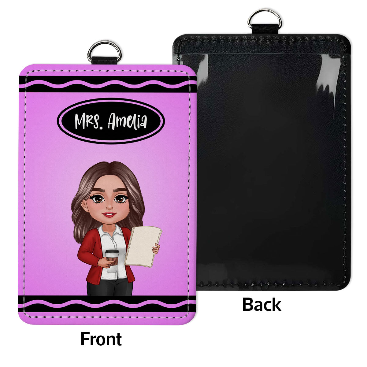 Crayon Themed Teacher Name Personalized ID Badge Holder, Back To School Gift
