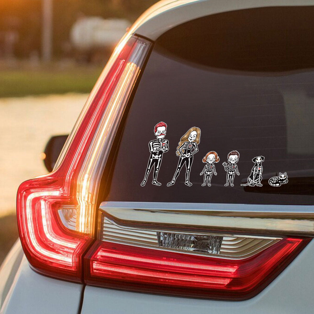 Stick Figure Family Personalized Car Decal, Halloween Decor