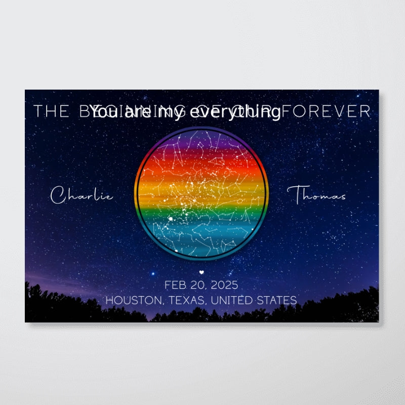 Pride Month LGBT Couple Star Map Personalized Poster, Gift For Couple