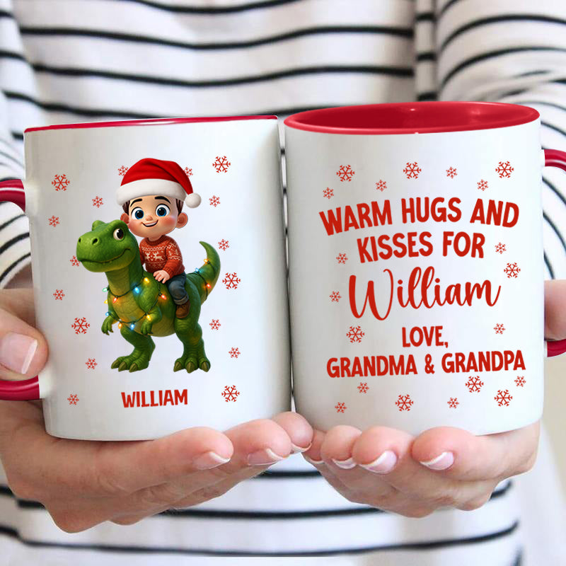 Cute Kid With Dinosaur Christmas Personalized Mug