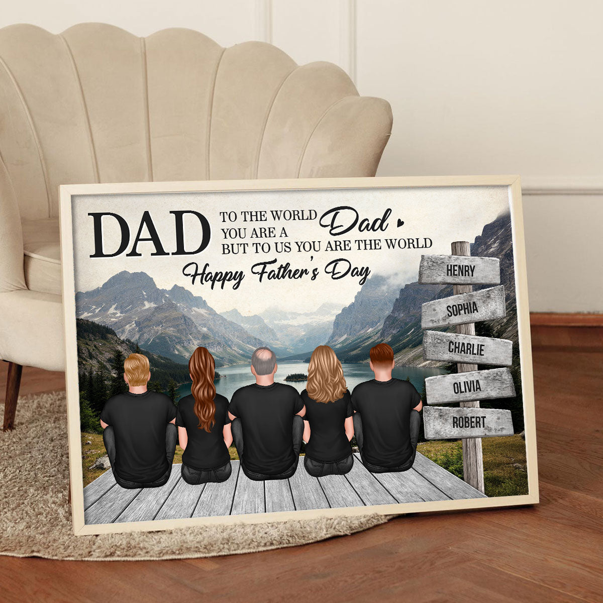 Mountain Landscape Dad You Are The World Personalized Poster, Father's Day Gift For Dad