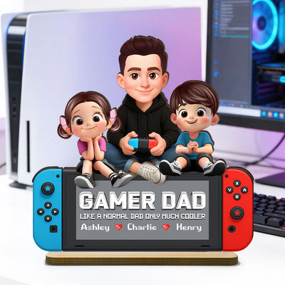 Legend Gamer Dad Much Cooler - Personalized 2-Layered Wooden Plaque - Father's Day Gift For Dad, Husband, Gamers