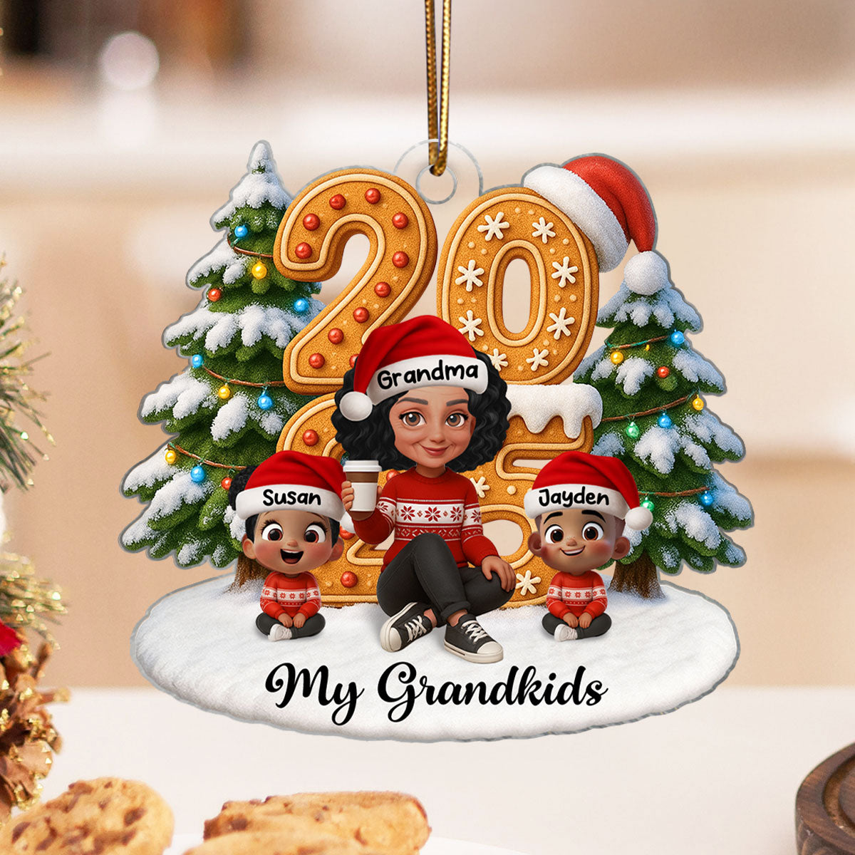 Grandkids Make Life Grand - Personalized Acrylic Ornament - Heartwarming Christmas Gift For Grandma