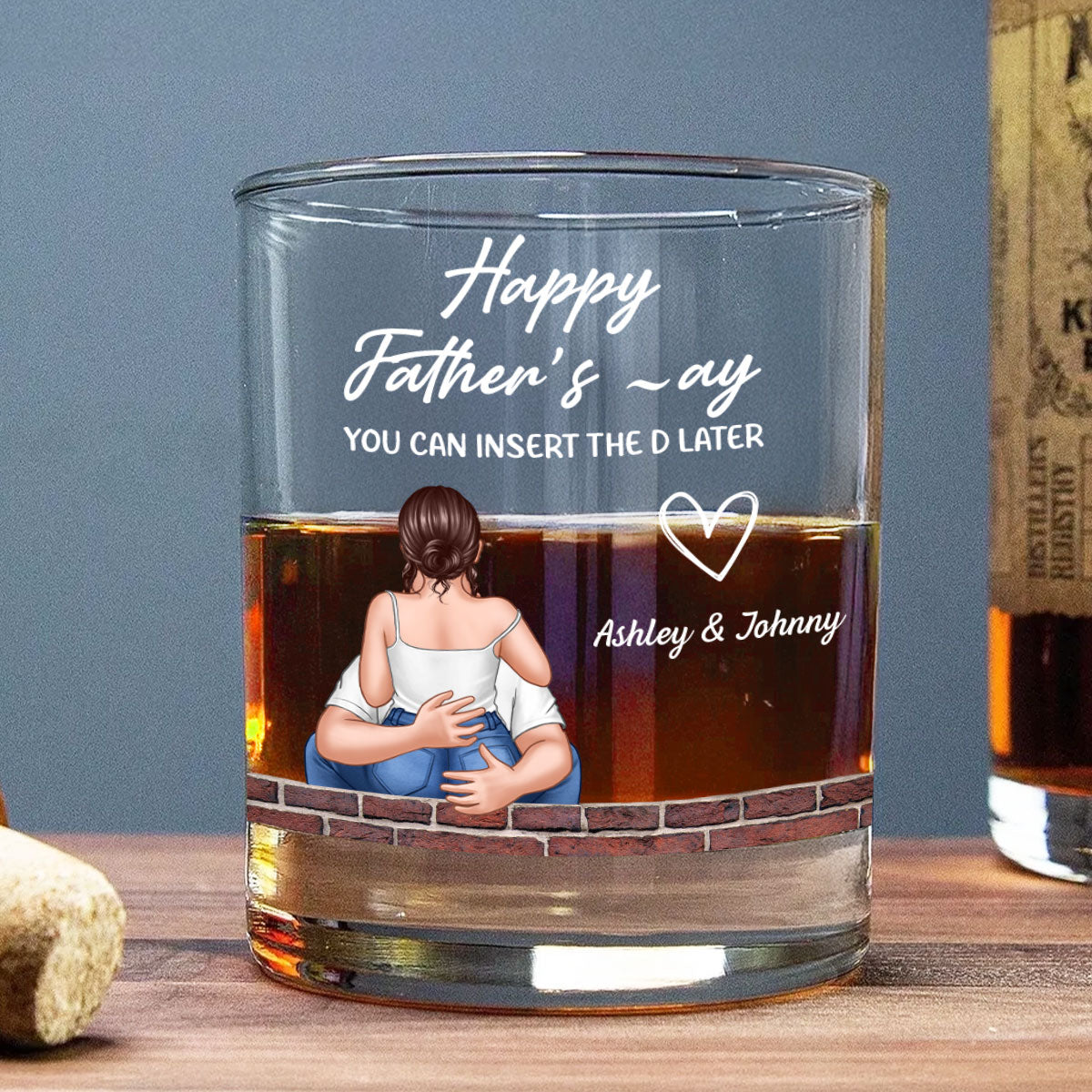 Happy Father's Day You Can Insert the D later Personalized Wine Glass, Funny Father's Day Gift for Husband, Gift for him